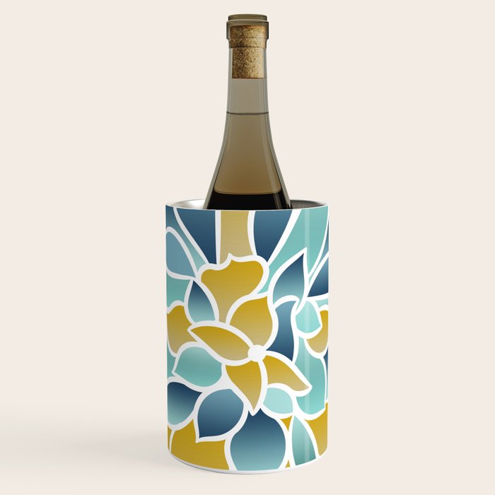 Modern, Floral Prints, Yellow, Blue and Teal Wine Chiller Gallery Image 1