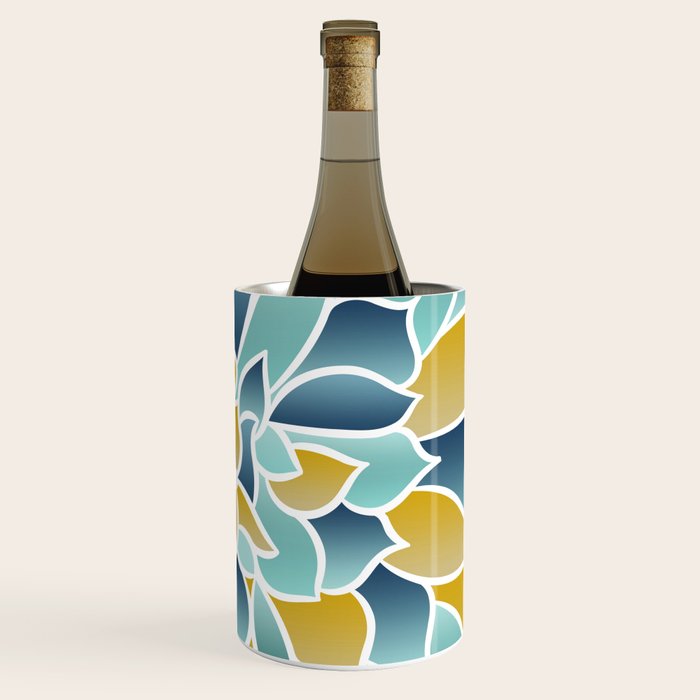 Modern, Floral Prints, Yellow, Blue and Teal Wine Chiller Gallery Image 3