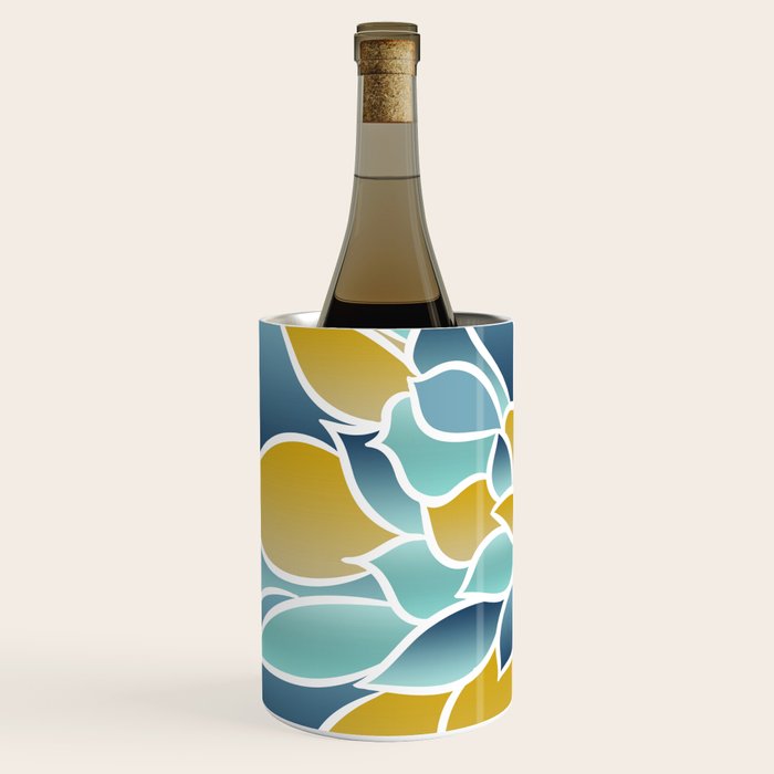 Modern, Floral Prints, Yellow, Blue and Teal Wine Chiller Gallery Image 2