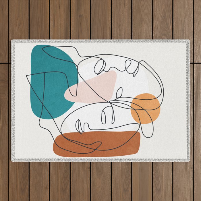 Abstract Faces 29 Outdoor Rug Gallery Image 1