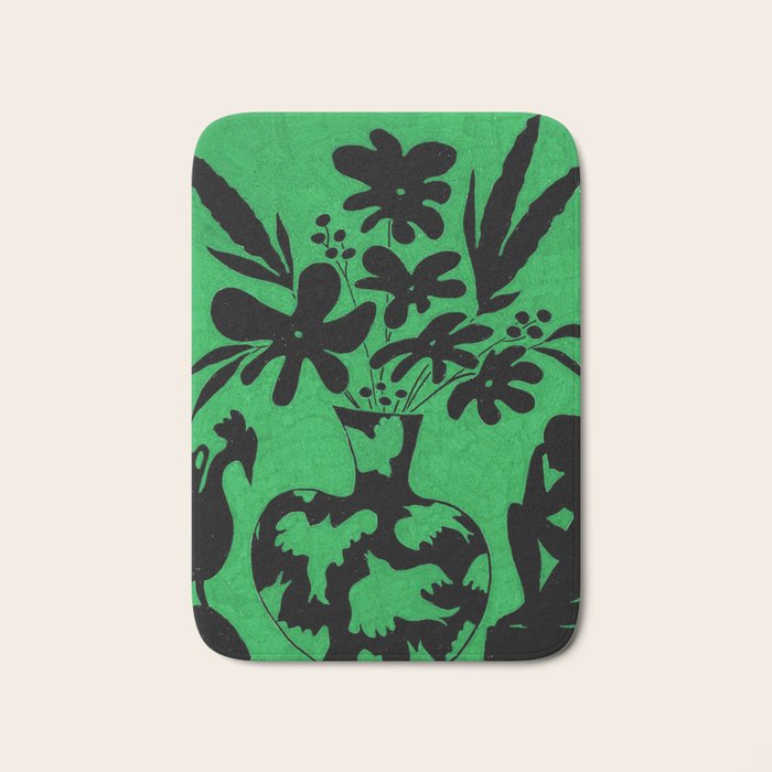 Black on Green Still Life Bath Mat Gallery Image 1