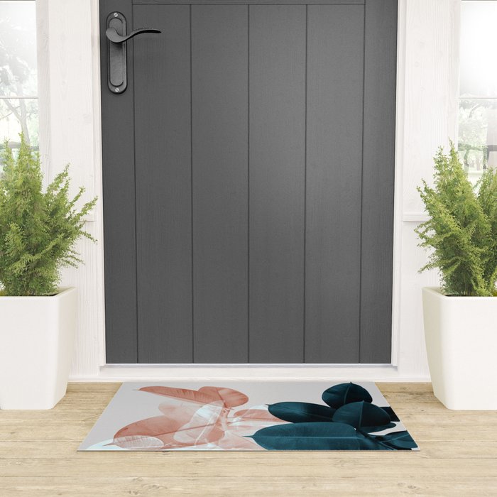 Blush & Blue Leaves Welcome Mat Gallery Image 3