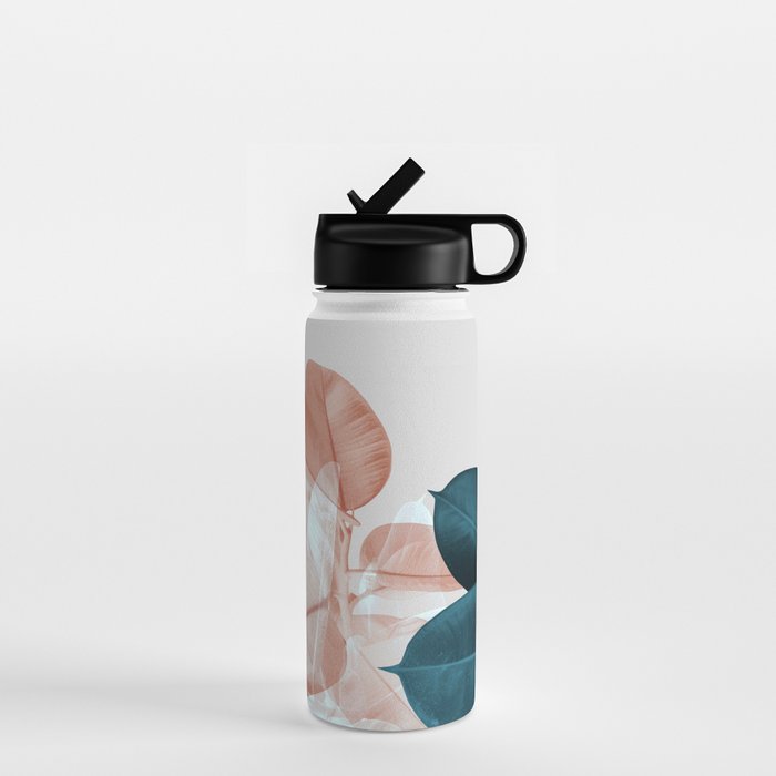 Blush & Blue Leaves Water Bottle