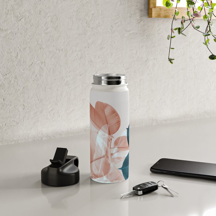 Blush & Blue Leaves Water Bottle Gallery Image 4