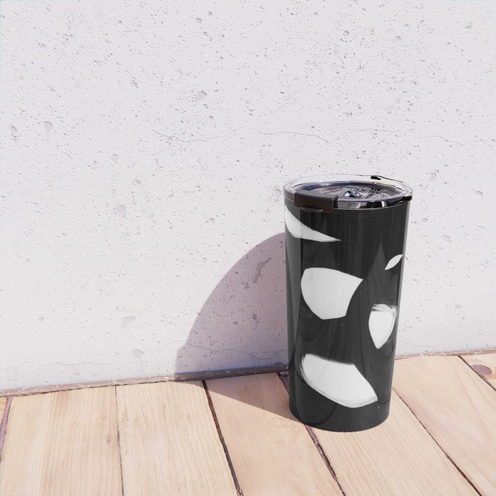 Maze Black & White Minimalist Abstract Mid century Ink Art Dark Brush Strokes Travel Mug Gallery Image 4