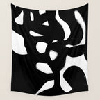 Maze Black & White Minimalist Abstract Mid century Ink Art Dark Brush Strokes Wall Tapestry Gallery Image 4
