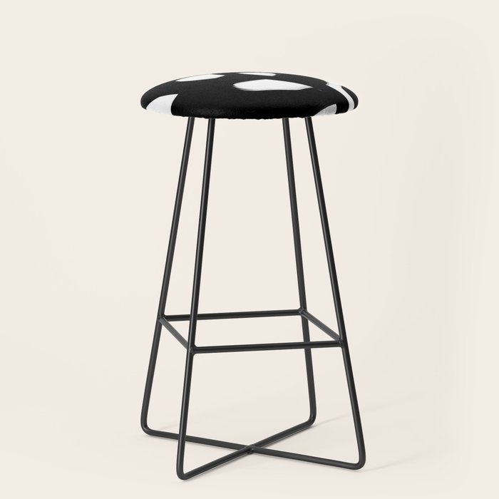 Maze Black & White Minimalist Abstract Mid century Ink Art Dark Brush Strokes Stool Gallery Image 1