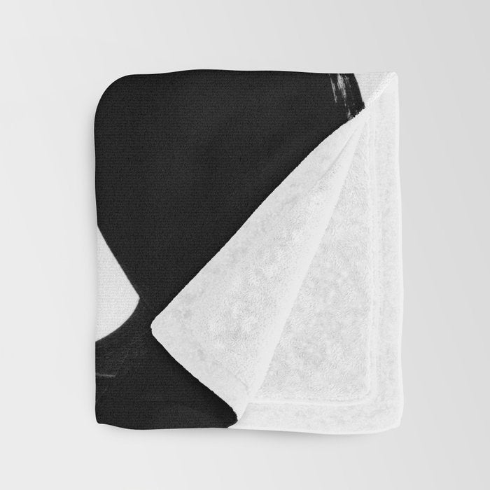 Maze Black & White Minimalist Abstract Mid century Ink Art Dark Brush Strokes Throw Blanket Gallery Image 3
