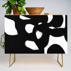 Maze Black & White Minimalist Abstract Mid century Ink Art Dark Brush Strokes Credenza Gallery Image 1