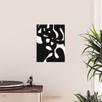 Maze Black & White Minimalist Abstract Mid century Ink Art Dark Brush Strokes Poster Gallery Image 2