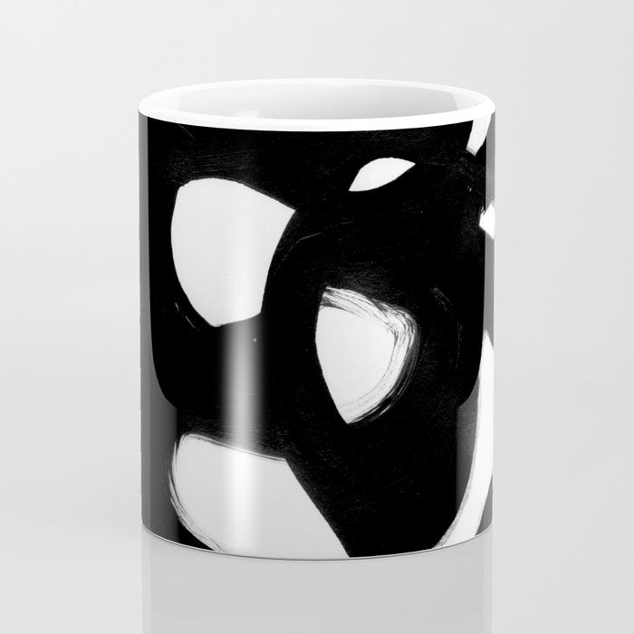 Maze Black & White Minimalist Abstract Mid century Ink Art Dark Brush Strokes Coffee Mug Gallery Image 4