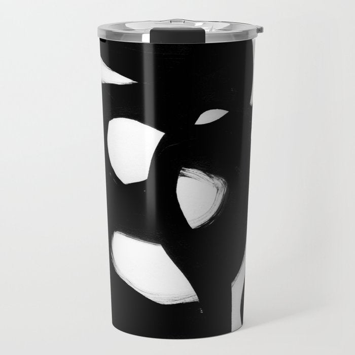 Maze Black & White Minimalist Abstract Mid century Ink Art Dark Brush Strokes Travel Mug Gallery Image 1