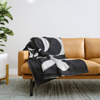 Maze Black & White Minimalist Abstract Mid century Ink Art Dark Brush Strokes Throw Blanket Gallery Image 1