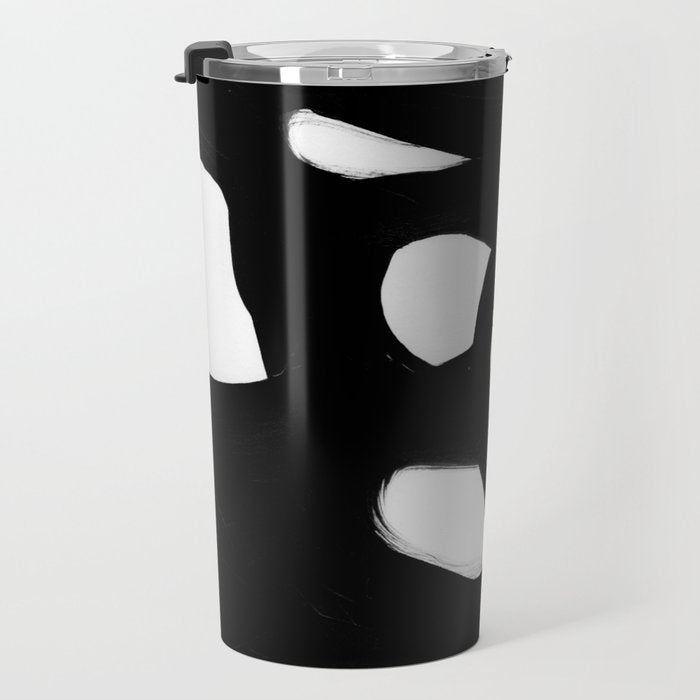 Maze Black & White Minimalist Abstract Mid century Ink Art Dark Brush Strokes Travel Mug Gallery Image 3