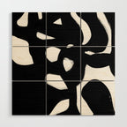 Maze Black & White Minimalist Abstract Mid century Ink Art Dark Brush Strokes Wood Wall Art Gallery Image 1
