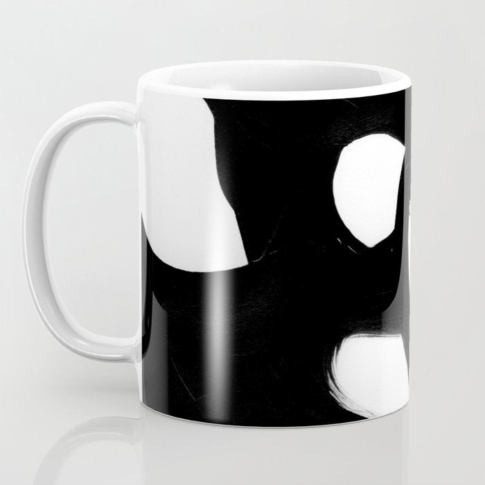 Maze Black & White Minimalist Abstract Mid century Ink Art Dark Brush Strokes Coffee Mug Gallery Image 3