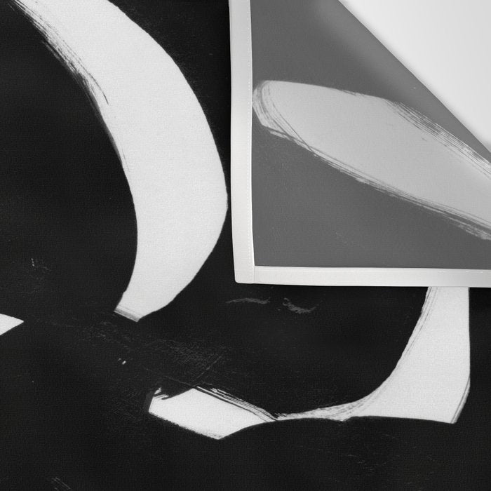 Maze Black & White Minimalist Abstract Mid century Ink Art Dark Brush Strokes Wall Tapestry Gallery Image 3