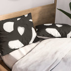 Maze Black & White Minimalist Abstract Mid century Ink Art Dark Brush Strokes Pillow Sham Gallery Image 2