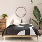 Maze Black & White Minimalist Abstract Mid century Ink Art Dark Brush Strokes Comforter Gallery Image 3