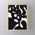 Maze Black & White Minimalist Abstract Mid century Ink Art Dark Brush Strokes Mini Art Print Gallery Image 1