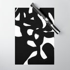 Maze Black & White Minimalist Abstract Mid century Ink Art Dark Brush Strokes Wrapping Paper Gallery Image 1