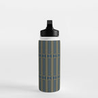 Geometric Minimalist Geo Box Striped Pattern in Navy Blue Mustard Gray Water Bottle Gallery Image 3
