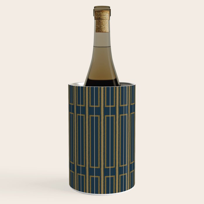 Geometric Minimalist Geo Box Striped Pattern in Navy Blue Mustard Gray Wine Chiller Gallery Image 3