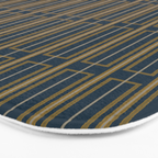 Geometric Minimalist Geo Box Striped Pattern in Navy Blue Mustard Gray Bath Mat Gallery Image 3