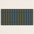 Geometric Minimalist Geo Box Striped Pattern in Navy Blue Mustard Gray Desk Mat Gallery Image 3