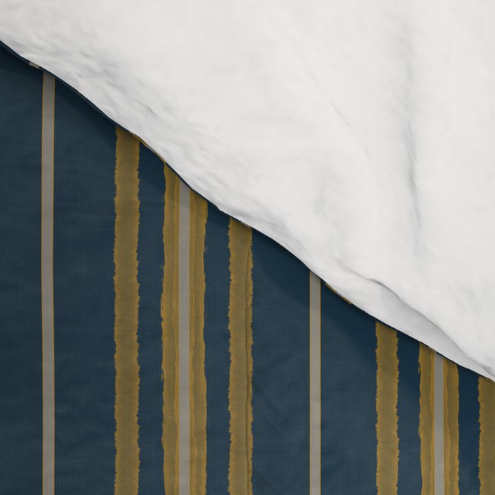Geometric Minimalist Geo Box Striped Pattern in Navy Blue Mustard Gray Comforter Gallery Image 4