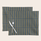 Geometric Minimalist Geo Box Striped Pattern in Navy Blue Mustard Gray Placemat Gallery Image 1
