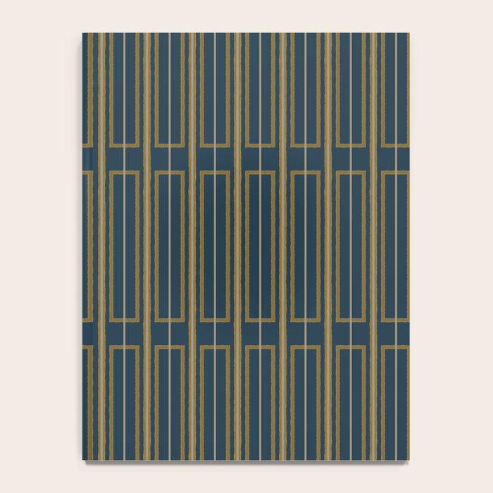 Geometric Minimalist Geo Box Striped Pattern in Navy Blue Mustard Gray Notebook Gallery Image 4