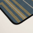 Geometric Minimalist Geo Box Striped Pattern in Navy Blue Mustard Gray Desk Mat Gallery Image 4