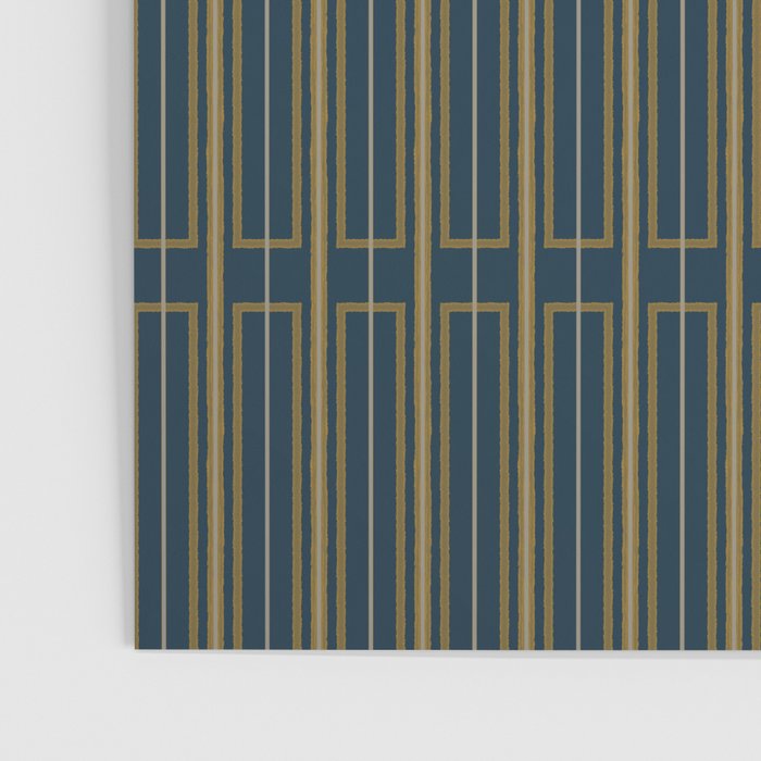 Geometric Minimalist Geo Box Striped Pattern in Navy Blue Mustard Gray Poster Gallery Image 3