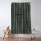 Geometric Minimalist Geo Box Striped Pattern in Navy Blue Mustard Gray Window Curtain Gallery Image 5