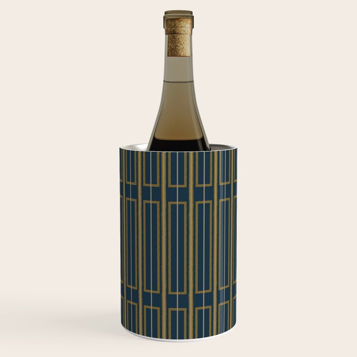 Geometric Minimalist Geo Box Striped Pattern in Navy Blue Mustard Gray Wine Chiller Gallery Image 1