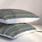 Geometric Minimalist Geo Box Striped Pattern in Navy Blue Mustard Gray Pillow Sham Gallery Image 3