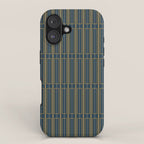 Geometric Minimalist Geo Box Striped Pattern in Navy Blue Mustard Gray iPhone Case Gallery Image 1