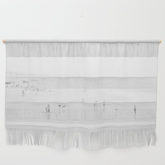 Black and White Beach - People - Minimal Beach - Ocean - Sea Travel photography Wall Hanging Gallery Image 1