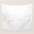 Black and White Beach - People - Minimal Beach - Ocean - Sea Travel photography Wall Tapestry Gallery Image 4