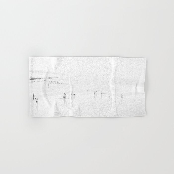 Black and White Beach - People - Minimal Beach - Ocean - Sea Travel photography Bath Towel Gallery Image 1