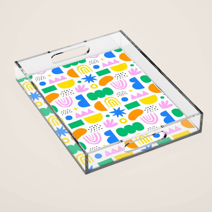 Colorful abstract organic shape art pattern Acrylic Tray Gallery Image 1