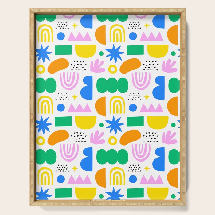Colorful abstract organic shape art pattern Serving Tray Gallery Image 1