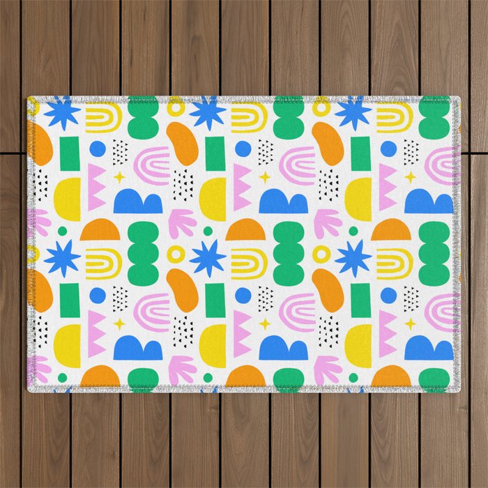 Colorful abstract organic shape art pattern Outdoor Rug Gallery Image 1