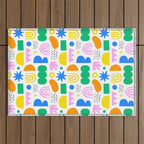 Colorful abstract organic shape art pattern Outdoor Rug Gallery Image 1