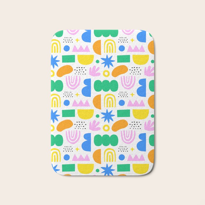Colorful abstract organic shape art pattern Bath Mat Gallery Image 1
