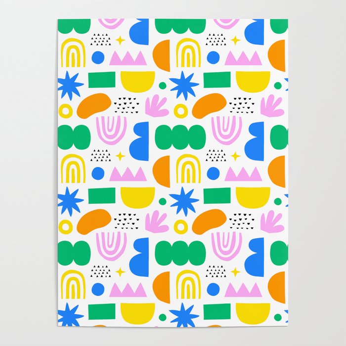 Colorful abstract organic shape art pattern Poster Gallery Image 1