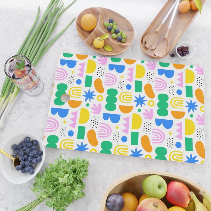 Colorful abstract organic shape art pattern Cutting Board Gallery Image 2