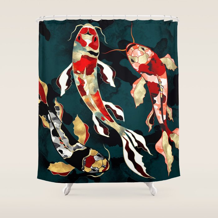 Metallic Koi Shower Curtain Gallery Image 1