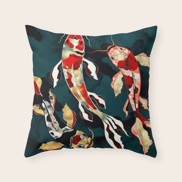 Metallic Koi Throw Pillow Gallery Image 6